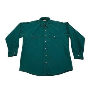 Vintage Five Brother Shirt Men's Large Teal Button Up Long Sleeve 90s USA